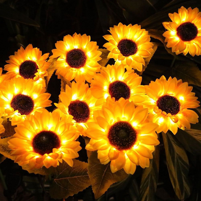 led solar simulation atmosphere Sunflower park landscape lights, garden outdoor courtyard lawn ground decorative lights full figure