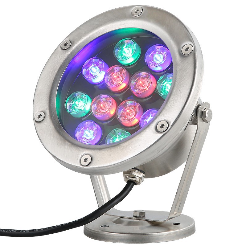 LED stainless steel underwater diving lights, seven-color underwater lights, fountain lights, pool, swimming pool, fishpond and water feature lighting lights Item Picture