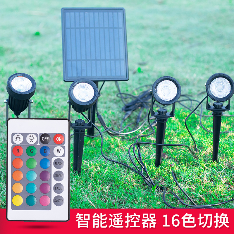 New solar-powered tree spotlight outdoor waterproof courtyard lawn villa garden landscape lighting seven-color floodlight Specification drawing