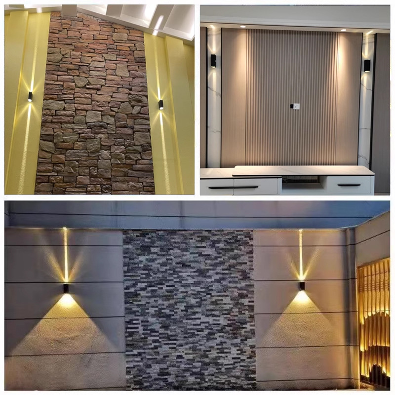 Outdoor double-head single-beam wall lamp, waterproof led concentrating wall-washing light, villa column line exterior wall courtyard spotlight details Picture