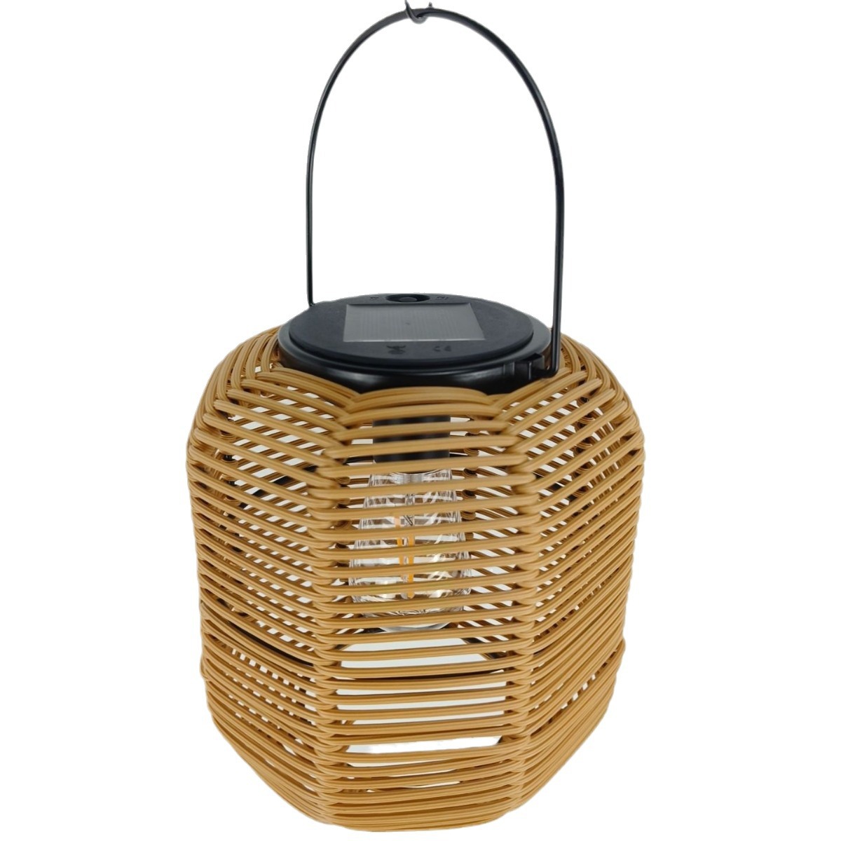 Solar-powered outdoor garden lamps, bamboo weaving wind lamps, rattan small lanterns, courtyard garden Chinese-style retro hanging lamps, lawn lamps Item Picture