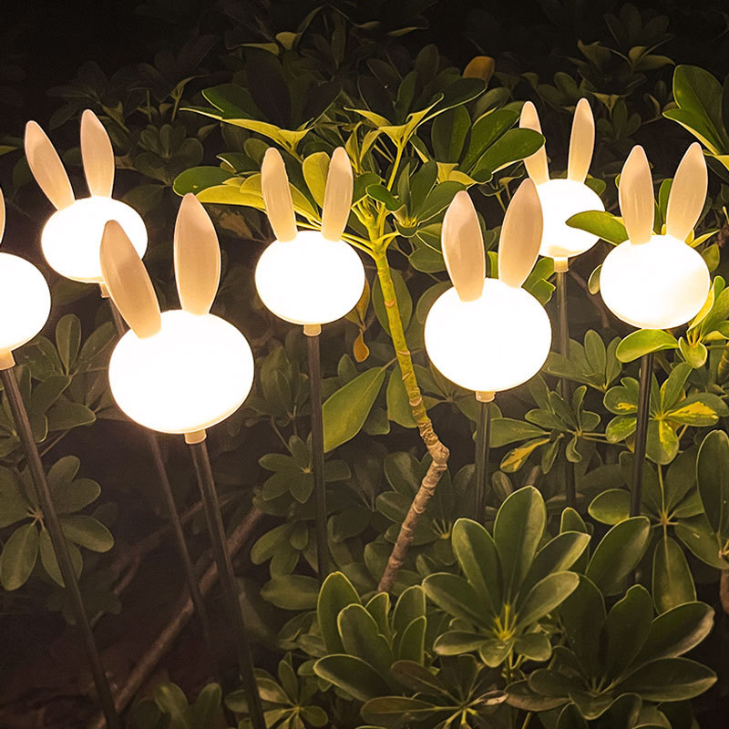 Rabbit animal-shaped reed lamp, outdoor landscape lamp, cute little white rabbit shaped lamp, beautiful Chen rabbit ear insert lamp details Picture
