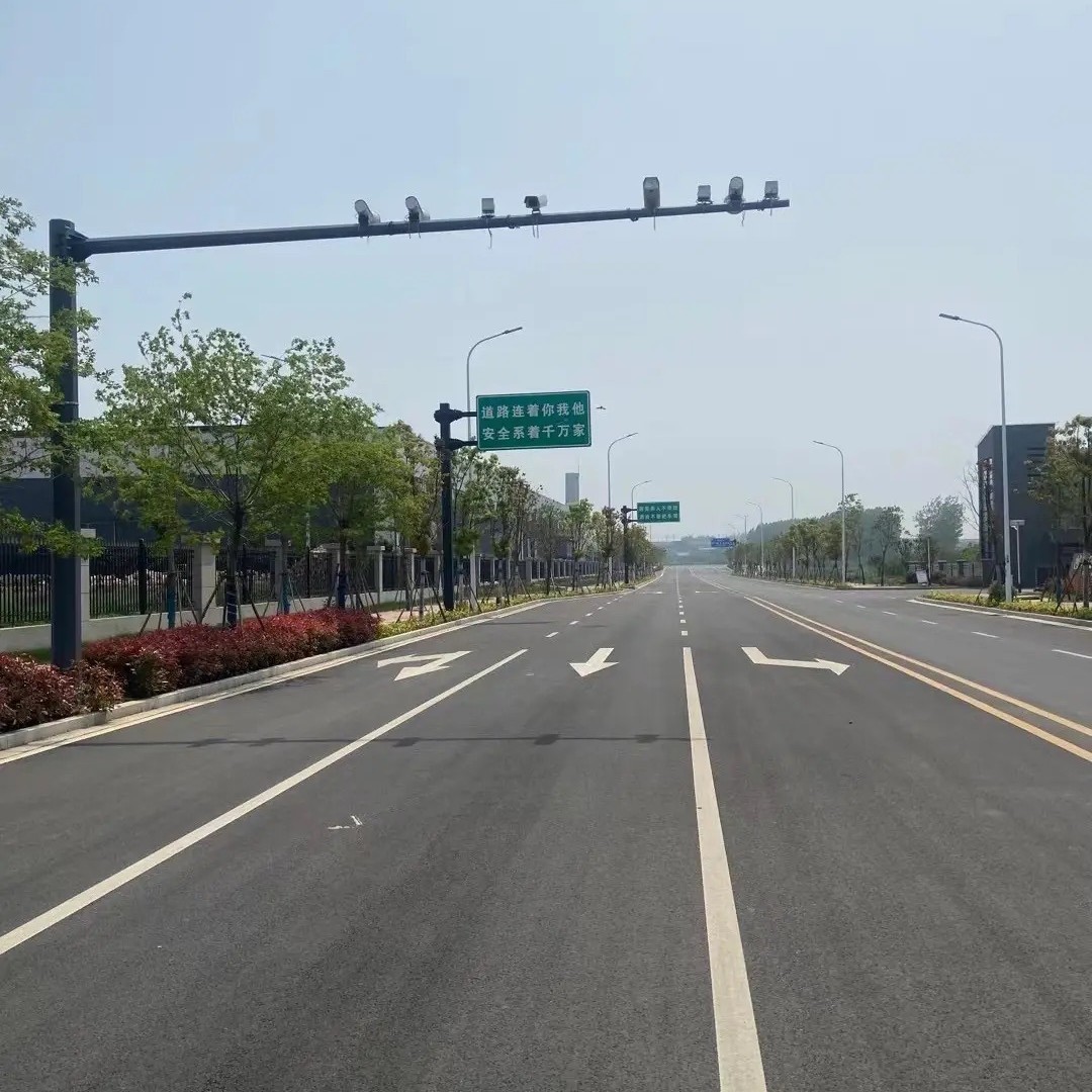 Factory wholesale L-shaped cantilever surveillance poles, bayonet cameras, surveillance poles, hot-dip galvanized octagonal poles, surveillance poles, Meihua lighting fixtures Specification drawing