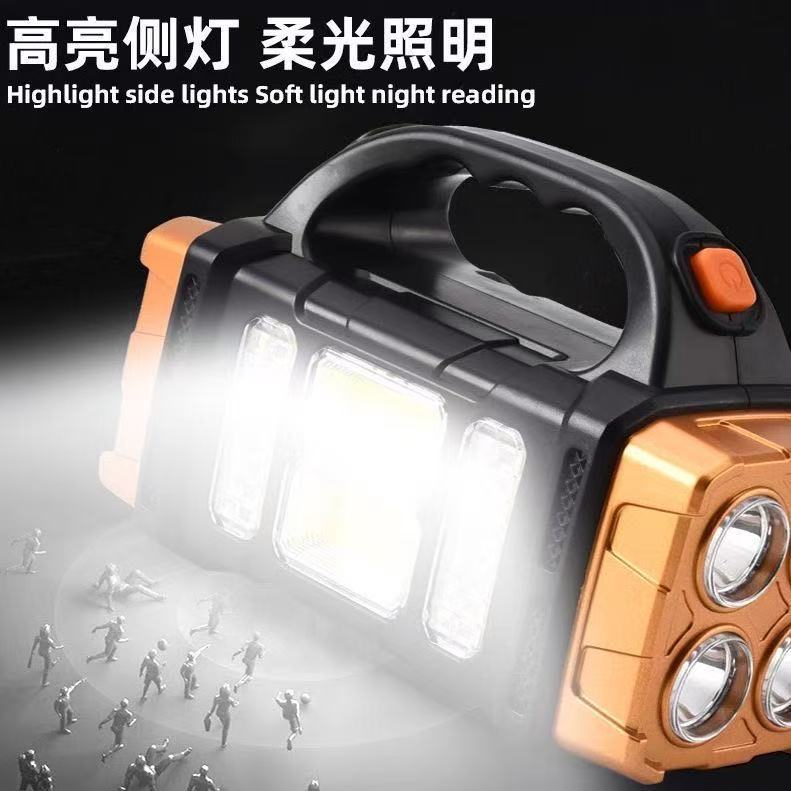 Cross-border multi-functional outdoor emergency portable searchlight, solar emergency USB charging, camping outdoor lighting power details Picture