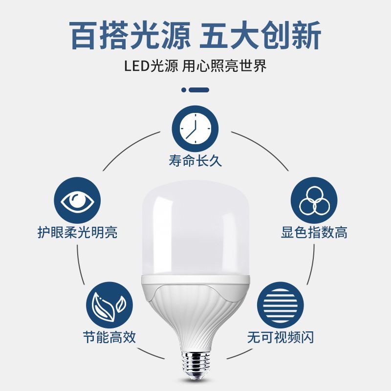 led warm light bulb, energy-saving lamp, waterproof ultra-bright e27 screw-joint eye-protecting lighting lamp, household indoor white and yellow light Specification drawing