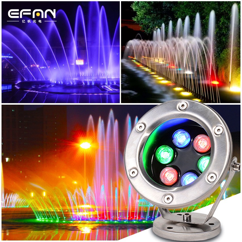 led underwater spotlights, stainless steel fishpond lights, pool lights, landscape swimming pool lights, waterproof seven-color underwater lights, fountain lights details Picture