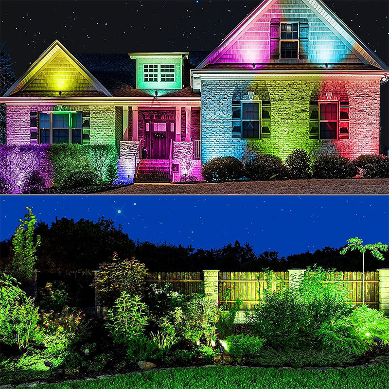 One-to-four LED garden lawn spotlights, projectors, spotlights, tree lights, courtyard spotlights, RGB ground insert lights Specification drawing