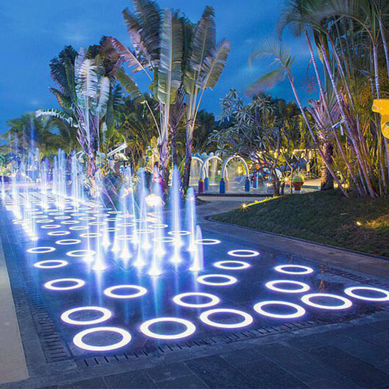 LED floor tile lights, circular floor tile lights, outdoor waterproof embedded ground landscape lighting lights, walkway iridescent lights details Picture