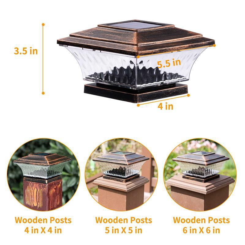 Waterproof solar courtyard column light, square style fence gate column light, dual-color temperature column head light, Chinese retro cross-border details Picture