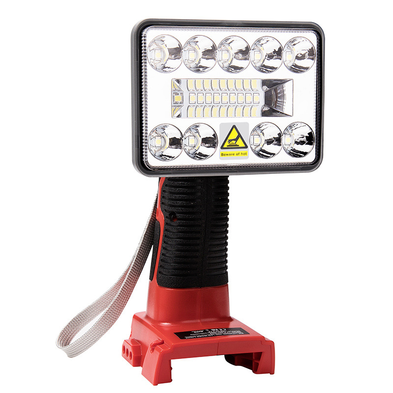 The LED light is suitable for the 14.4/18V lithium battery outdoor long-range 3-inch lamp from Mivochi, Dewei, Makita, Bosch and Black & Silver Artisan full figure