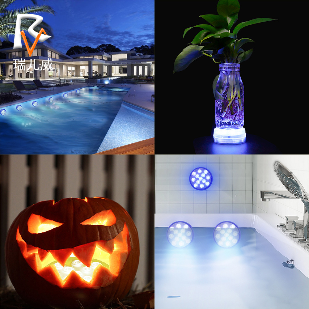 Cross-border best-selling USB charging remote control diving light 13led swimming pool and fish tank decoration seven-color illuminated underwater light Application Scenario
