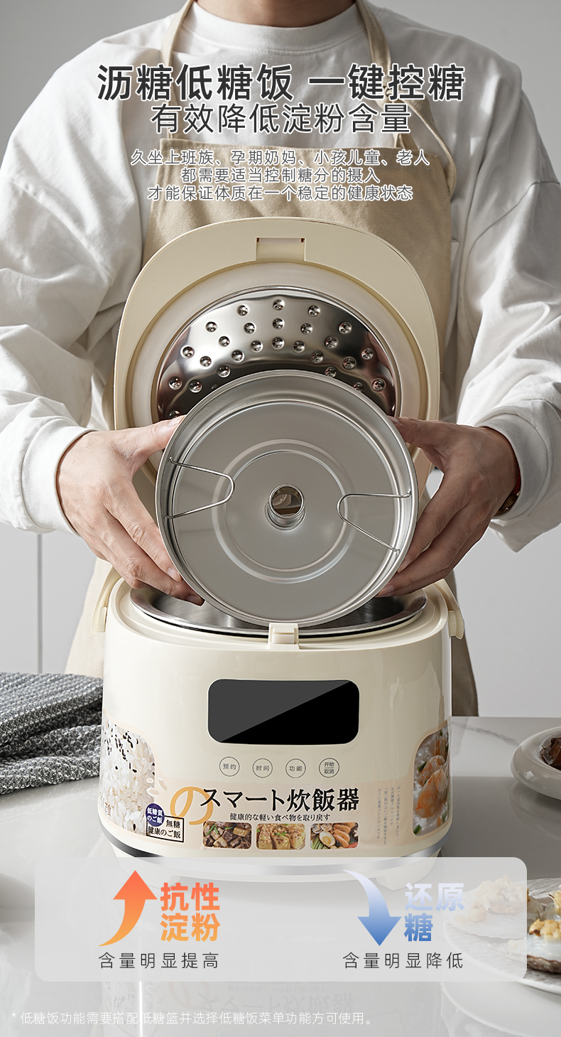 gioia Jiaoya 0-coated 316 stainless steel non-stick inner pot multi-functional rice cooking smart low-sugar rice cooker for home use 1 pic 4