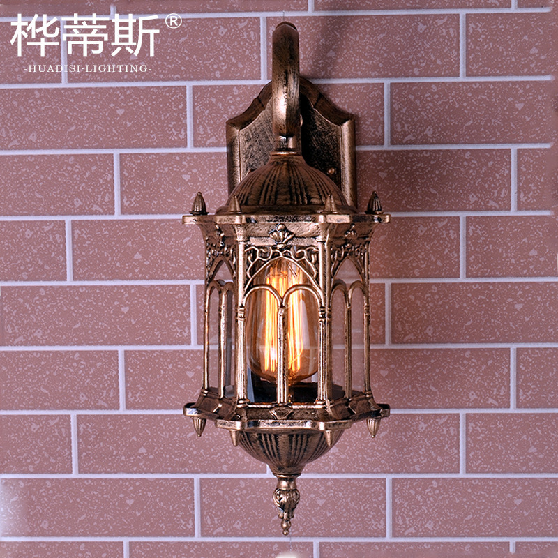 European-style outdoor wall lamps, waterproof garden lighting fixtures, creative American retro outdoor balcony, exterior wall, corridor, staircase Specification drawing