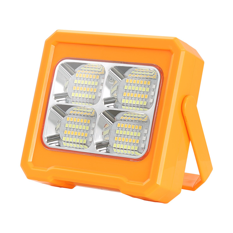 Solar portable lamp, power outage emergency LED charging floodlight, portable outdoor camping, fire protection, street vending, household use Item Picture