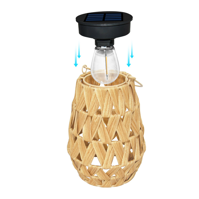 Landscape lights, hand-woven rattan led lanterns, Chinese rattan art, rattan weaving solar outdoor waterproof lights, garden lights Item Picture