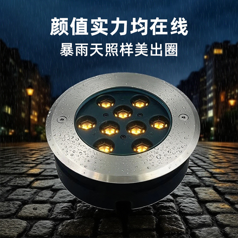 DC24V anti-glare ultra-thin outdoor waterproof ground light, embedded square, garden, lawn and garden ground spotlight details Picture
