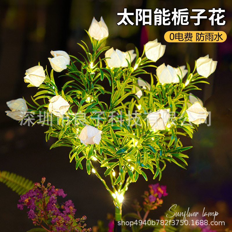 Solar-powered flower lights, outdoor household garden landscaping, atmosphere lights, garden balcony decorative lights, ground lawn lights Application Scenario