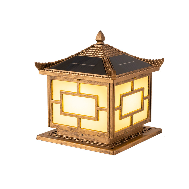 New outdoor solar column head lamp, waterproof outdoor column, fence, villa garden gate, household courtyard lamp Item Picture