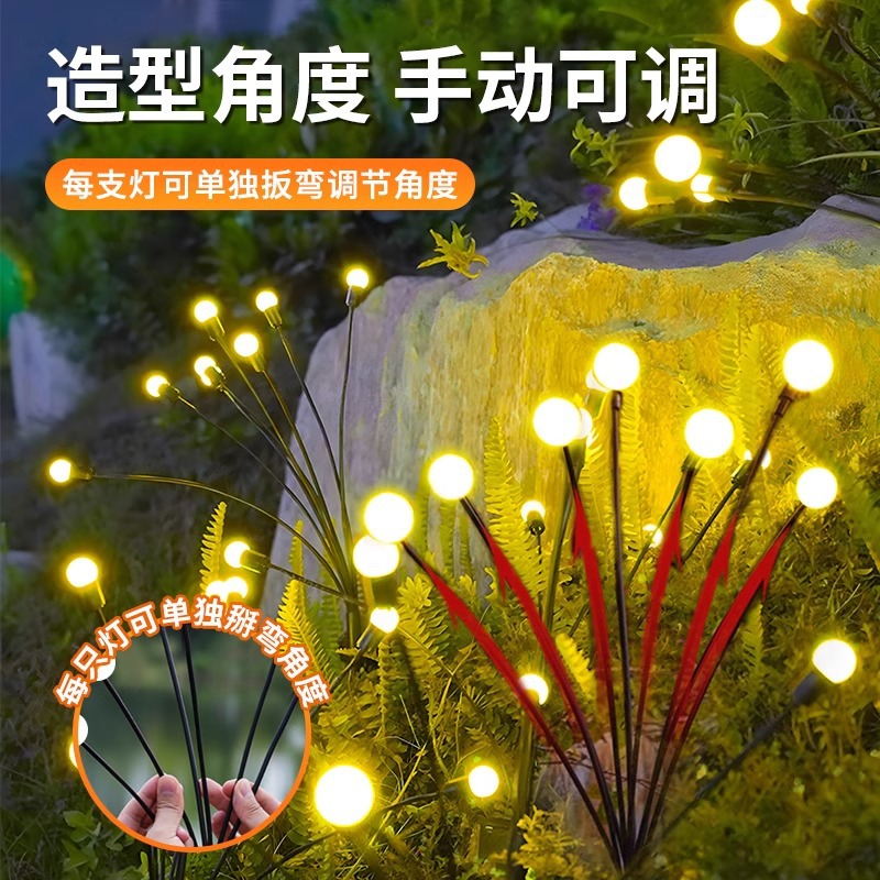 Factory direct solar outdoor lights, firefly lights, courtyard lights, villa atmosphere lights, garden lights, waterproof lawn lights Specification drawing