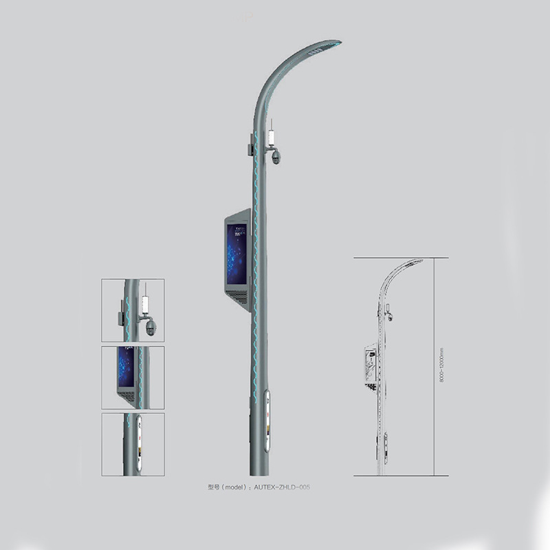 New rural construction smart street lamp, dual-arm multi-pole integrated comprehensive pole, multi-functional wifi display smart street lamp Specification drawing