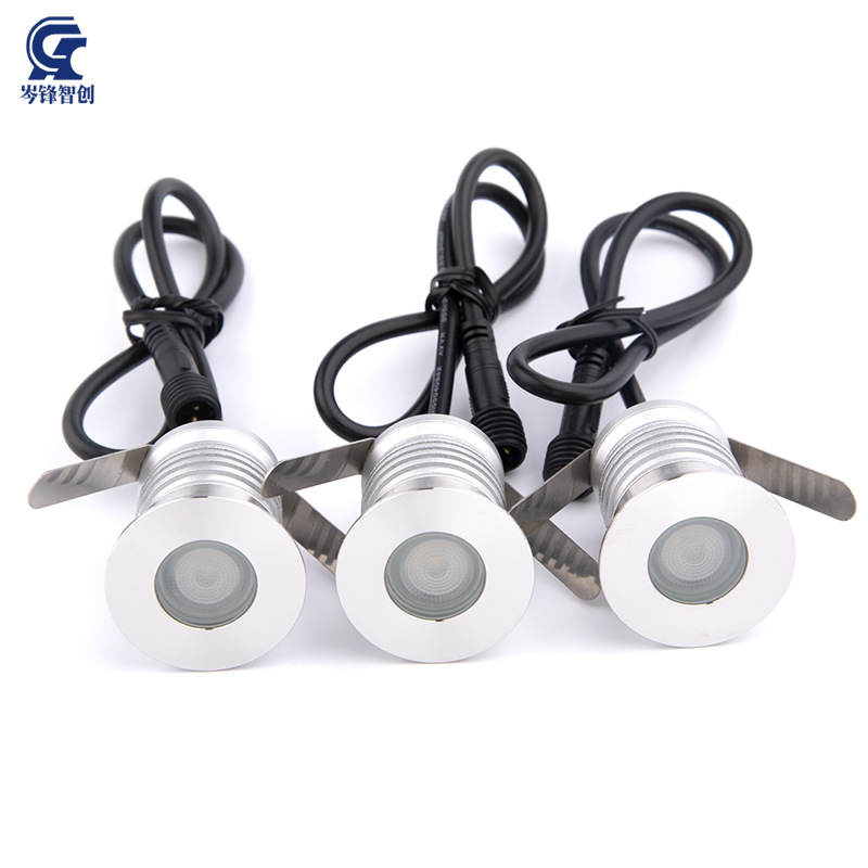 1W - 3W outdoor LED ground light, IP67 focused circular ground light, Osram lamp beads, stainless steel embedded landscape light Specification drawing