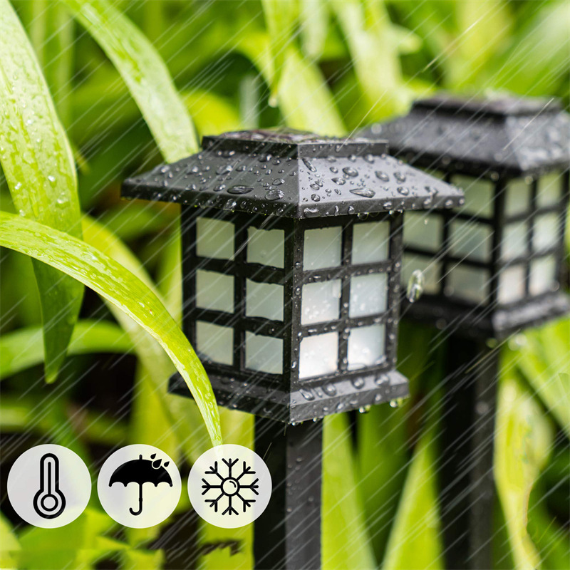 Solar lawn lights, ground insert lights, small palace and small house lights, outdoor garden and courtyard lights, ambient lights, retro landscape lights Specification drawing