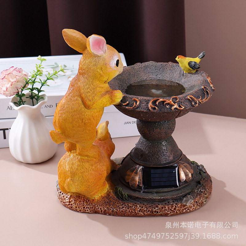 Cross-border solar lamps, resin outdoor courtyard decoration, garden lawn led lights, handicrafts, rabbit statues, ornaments Specification drawing