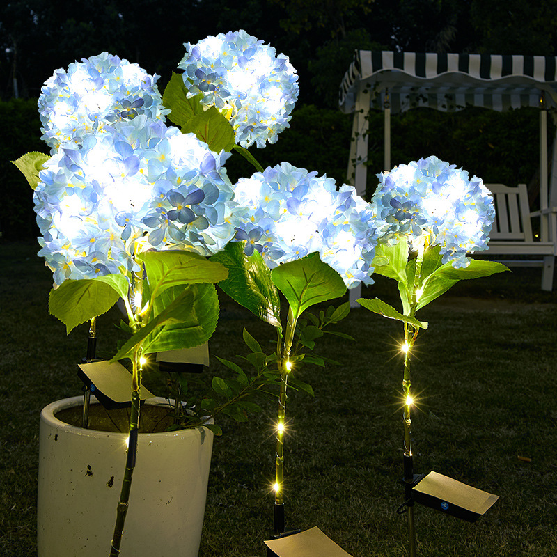 Step into solar outdoor courtyard lights, lawn firefly LED ground insertion artificial flowers, villa decoration hydrangea lights Application Scenario