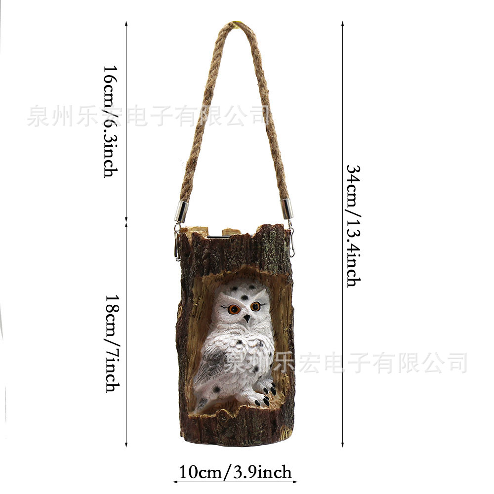 Amazon's best-selling solar-powered tree stump, cat-headed eagle, courtyard garden, villa decoration, hanging chandelier, and simulated tree lamp Item Picture