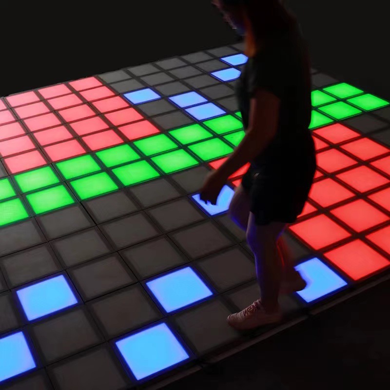 Cross-border jumping block floor light, multi-person sports block foot pedal game, interactive floor tile light, grid light manufacturer Application Scenario