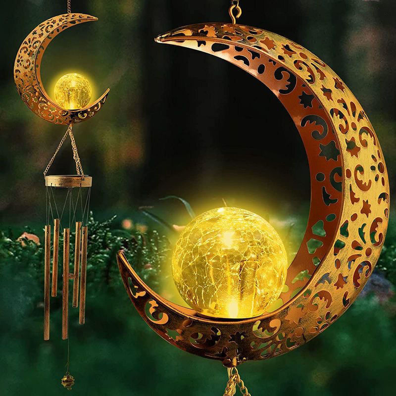 Solar moon wind chimes, Amazon cross-border handicrafts, home hanging ornaments, courtyard metal creative gifts Specification drawing