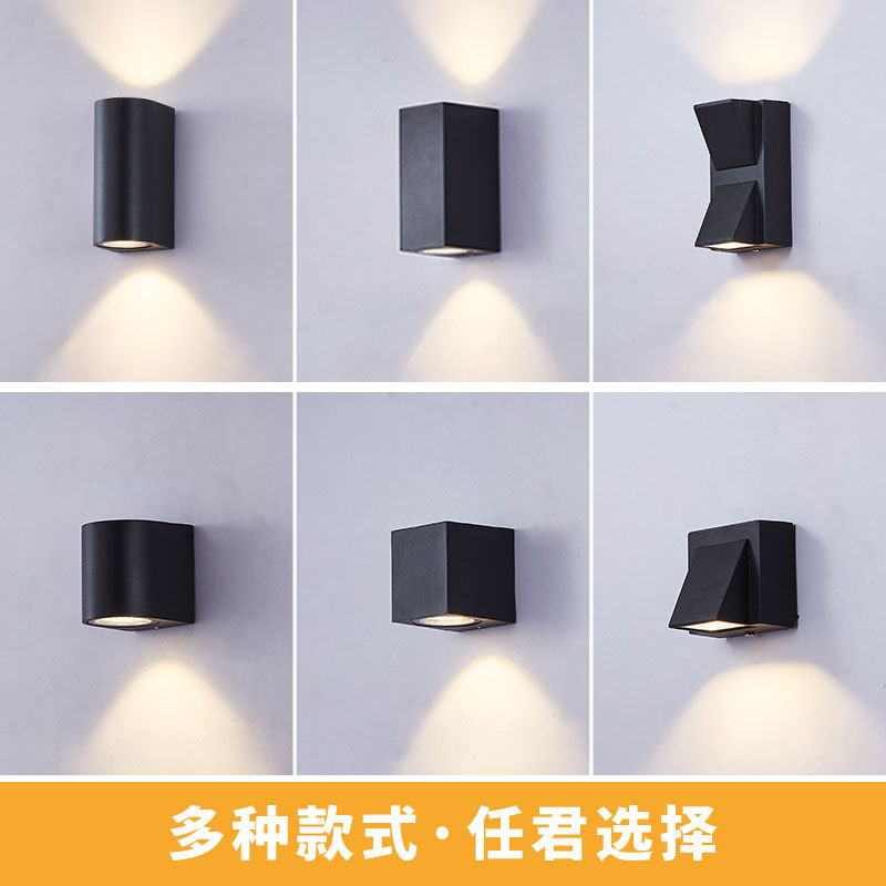 Cross-border modern and simple outdoor waterproof wall lights, villa exterior walls, courtyard double-head spotlights, corridor and bedside decorative lights details Picture