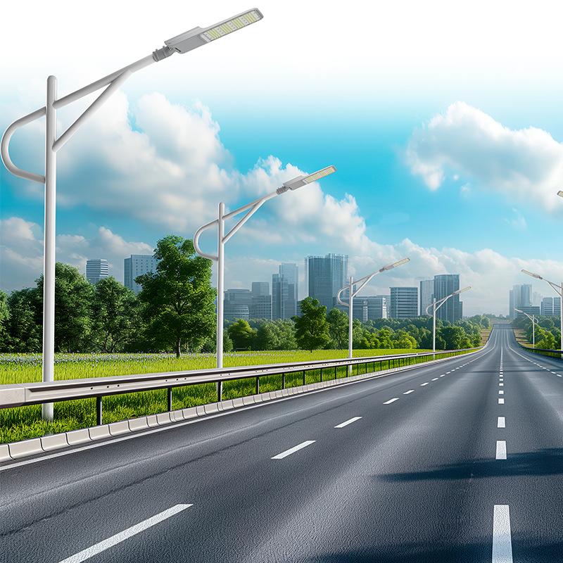Outdoor road lighting fixtures, municipal street lamps, led street lamps, single-arm die-cast aluminum street lamps for new rural projects in residential areas full figure