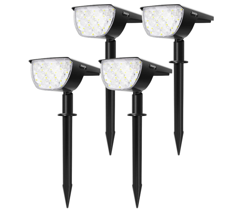 Solar lawn light, warm white, pure white grass light, garden light, 30LED lens model, new focused light full figure
