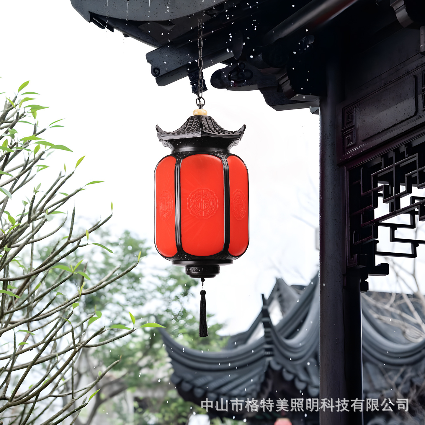 New Chinese-style outdoor chandeliers, outdoor waterproof courtyard landscape, pavilion eaves lanterns, villa balconies, ancient building hanging lamps details Picture