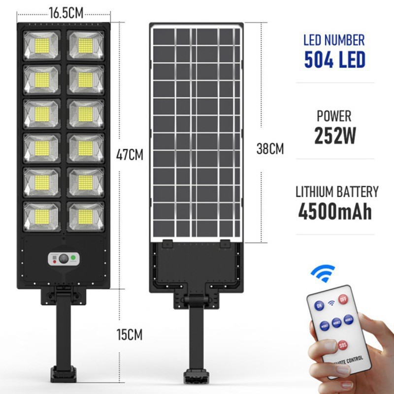 Cross-border new solar LED high-intensity small street lamp, double-row street lamp, solar garden lamp, sensor street lamp lighting Specification drawing
