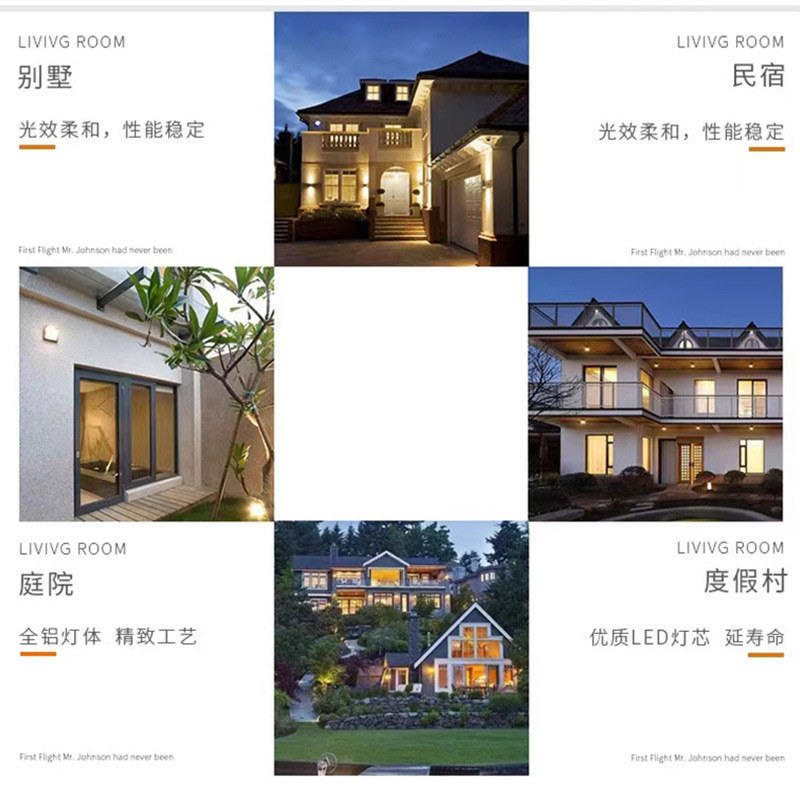 Cross-border exclusive outdoor wall lamps, led double-head small spotlights, waterproof balcony, courtyard, villa, corridor, hotel lights, super bright Application Scenario