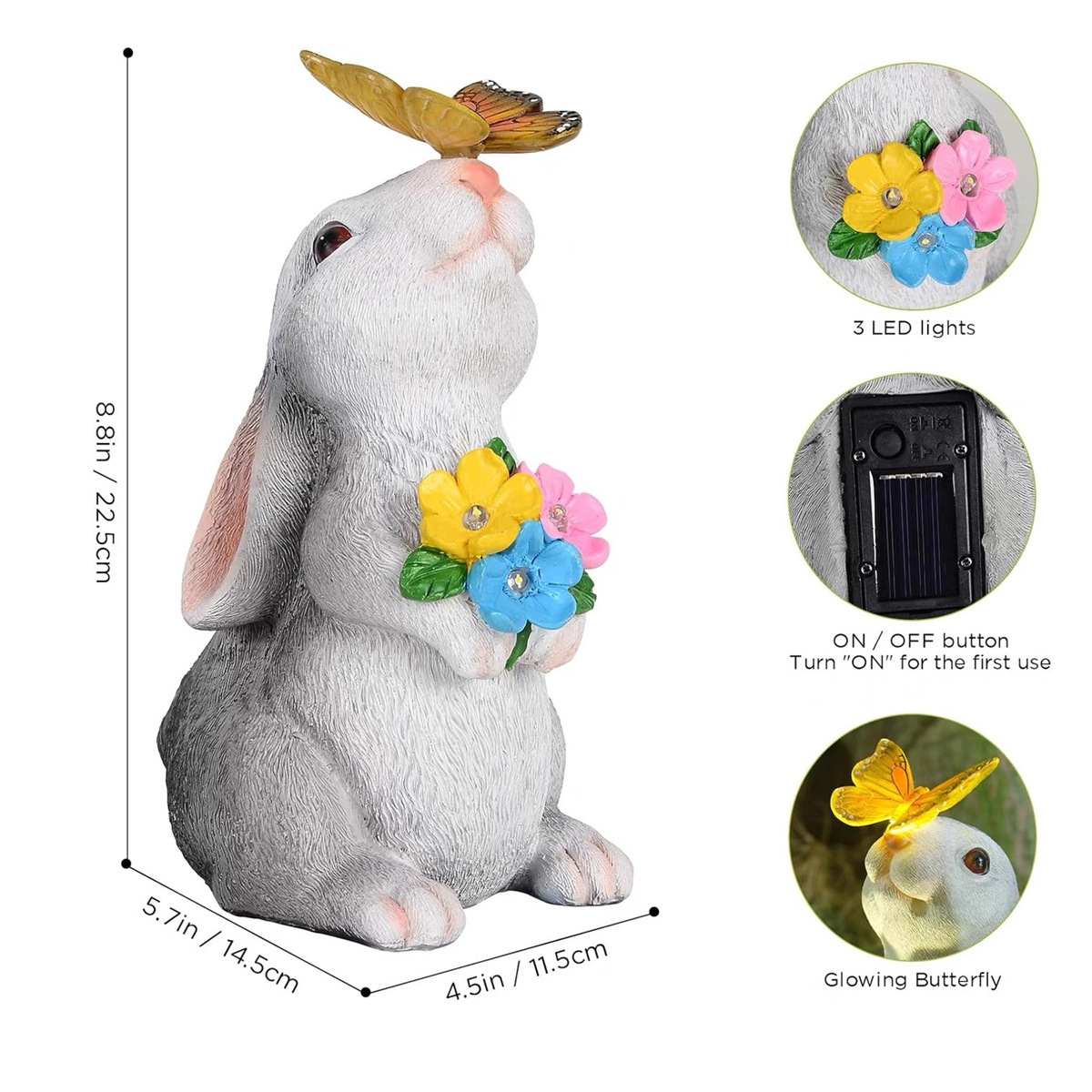 Outdoor waterproof rabbit-shaped lamp, creative sculpture, resin display lamp, courtyard landscape, solar garden decorative lamp Application Scenario