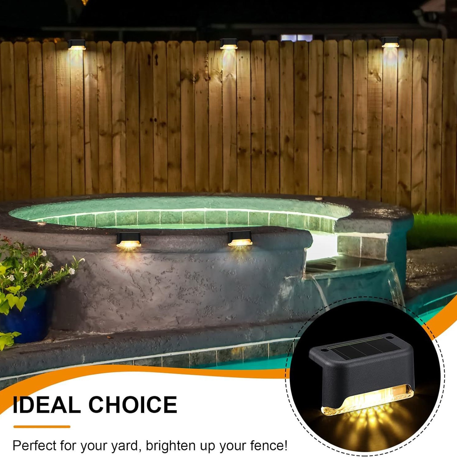 Solar step lights, outdoor fence lights, seven-shaped lights, waterproof staircase lights, courtyard railing lights, solar step lights details Picture