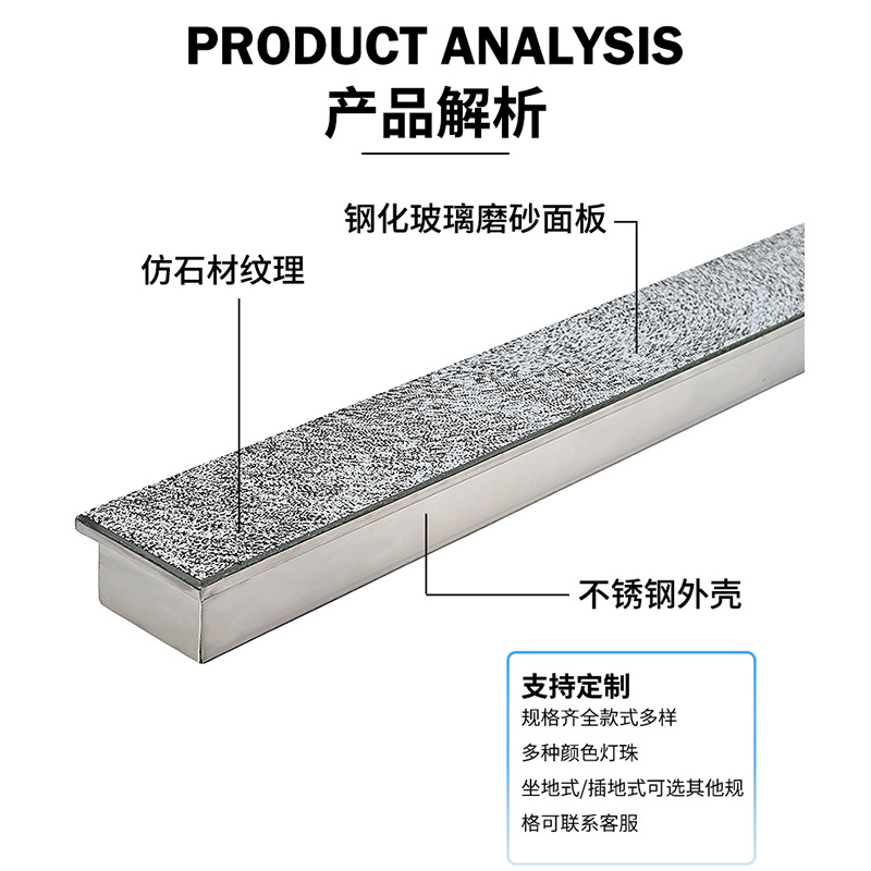 Customized led stone-patterned floor tile lights with a marble-like surface and a seven-color 512 long strip ground lamp, waterproof square ground lamp details Picture