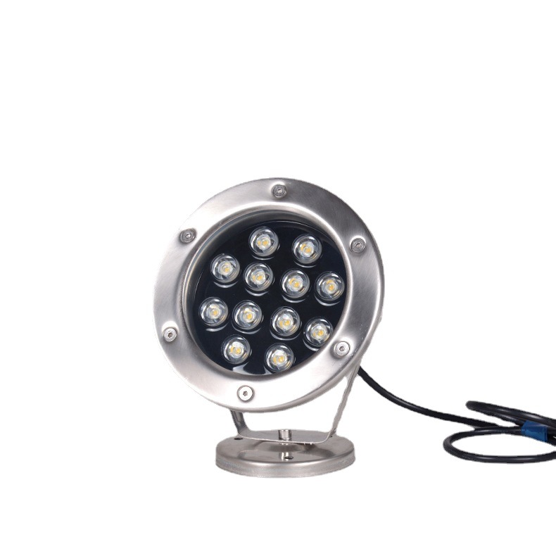 led underwater spotlights, stainless steel fishpond lights, pool lights, landscape swimming pool lights, waterproof seven-color underwater lights, fountain lights Item Picture