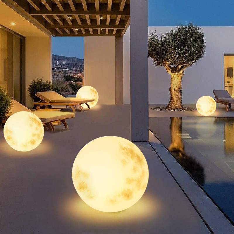 Moon lamps, outdoor waterproof garden lamps, solar lawn lamps, moon lamps, landscape atmosphere lamps, spherical lamps, cross-border exclusive supply details Picture