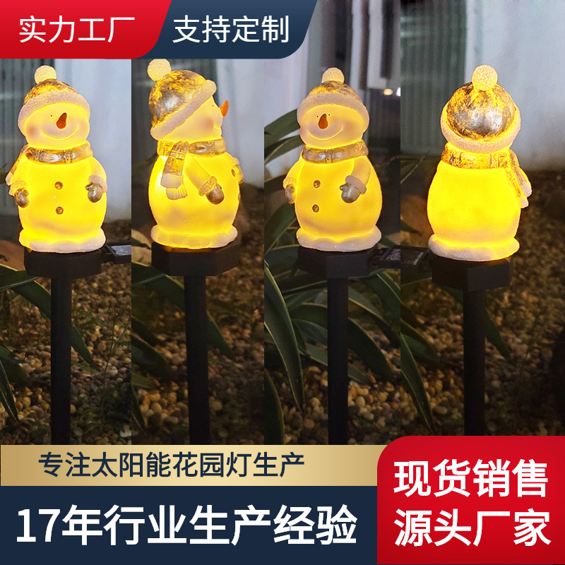 Cross-border best-selling led solar resin snowman lawn, grassland, courtyard and garden decorative landscape lights source factory full figure