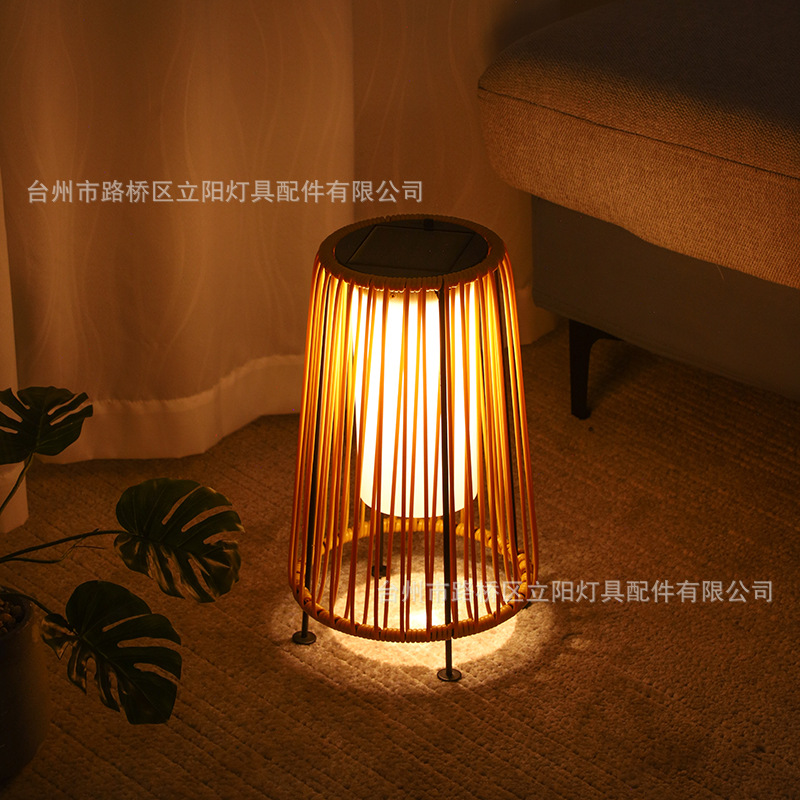 Solar-powered ironwork garden lights, outdoor waterproof rattan weaving lights, villa garden atmosphere decorative lights, solar-powered lawn lights Specification drawing