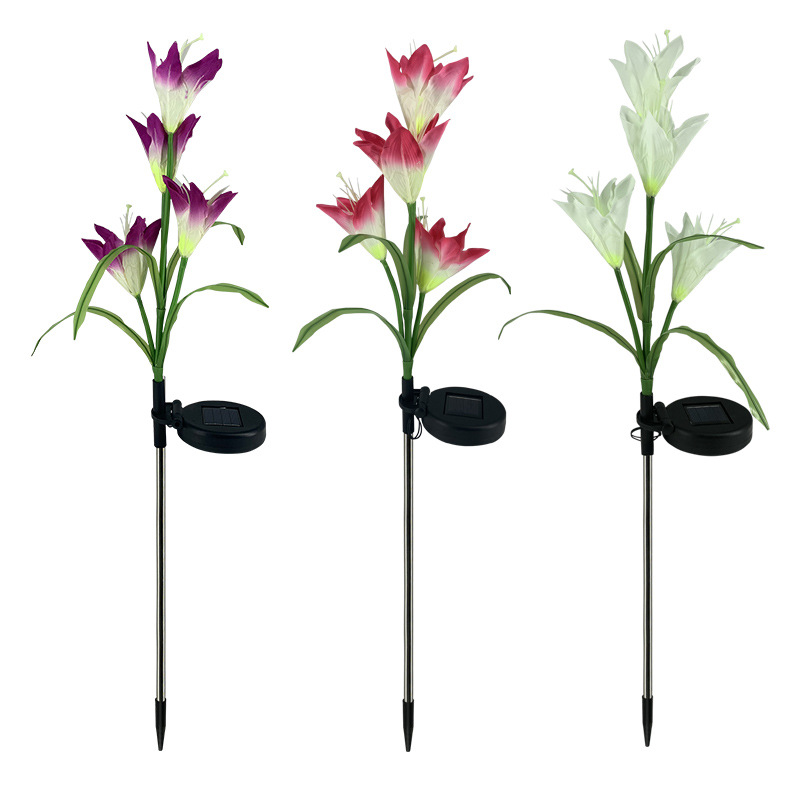 Yiwu Sunliang Electrical Appliance Factory has solar lily flower lights, silk fabric outdoor ground socket lights and led in stock Item Picture