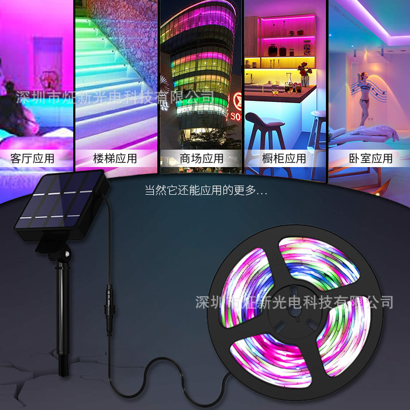 10-meter LED solar photovoltaic light strip and string, 240 meters, decorative light strip, waterproof RGB running light, 150LED, 5 meters Specification drawing