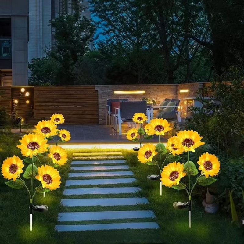 led solar simulation atmosphere Sunflower park landscape lights, garden outdoor courtyard lawn ground decorative lights Specification drawing