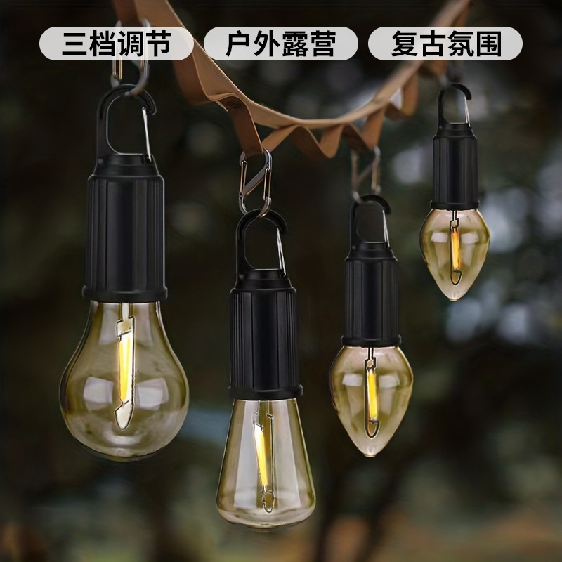 Solar mosquito repellent lamp, tungsten filament lamp, camping lamp, hook, outdoor warm light tent lamp, bulb lamp, retro atmosphere lamp details Picture