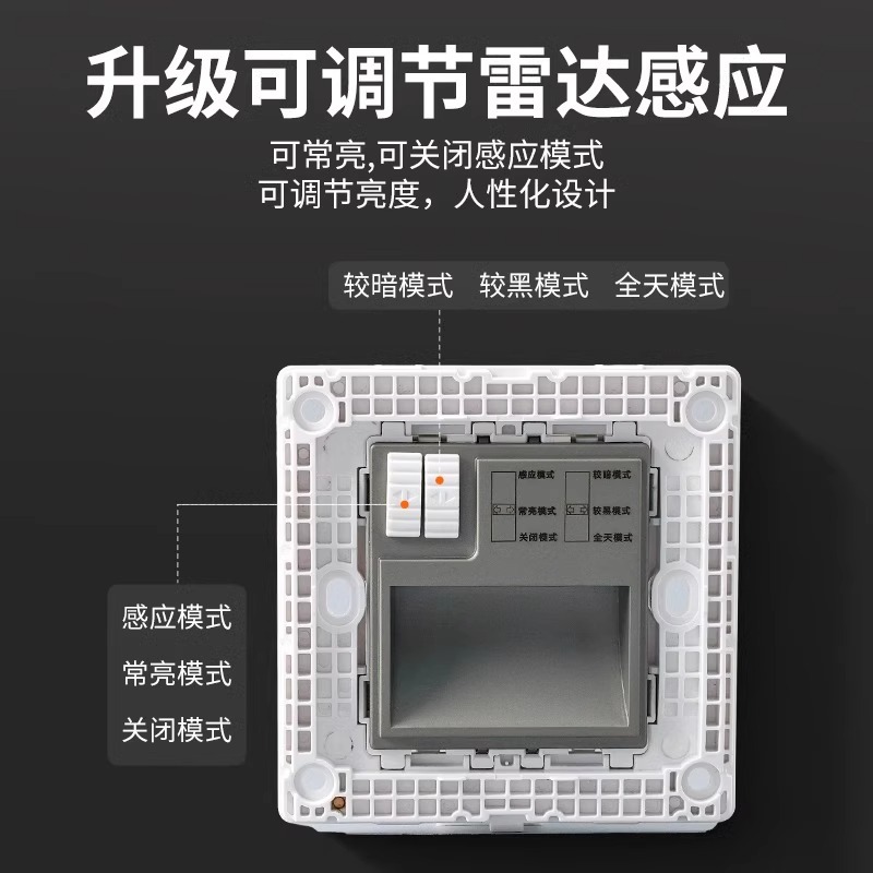 Radar human body sensing 86-type embedded corner, staircase, corridor night light, anti-glare Ra97 display led floor light details Picture
