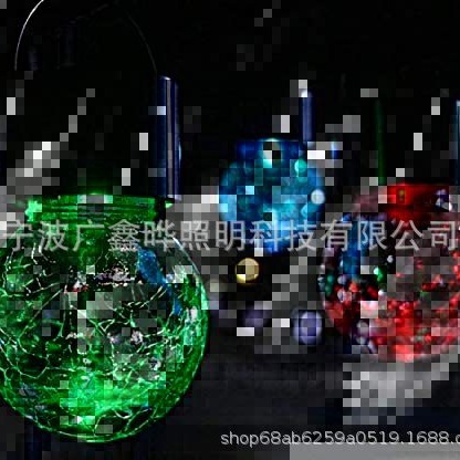 Cross-border supply of new solar outdoor waterproof hanging cracked glass LED pendant lamps for decorative courtyard landscape lights details Picture
